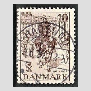 FRIM�RKER DANMARK | 1937 - AFA 240 - Chr. X 25 �re jubil�um 10 �re brun - Lux Stemplet Hadsund