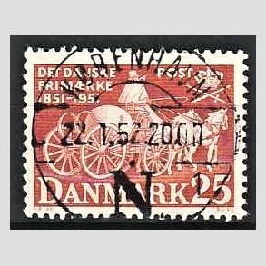 FRIM�RKER DANMARK | 1951 - AFA 332 - F�rste frim�rker 100 �r, 25 �re brunr�d - Pragt Stemplet
