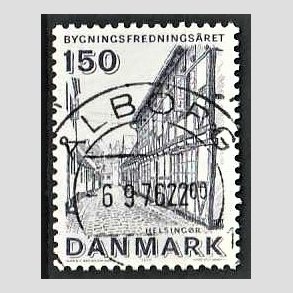 FRIM�RKER DANMARK | 1975 - AFA 593 - Bygningsfredning - 150 �re bl�gr� - Pragt Stemplet �lborg