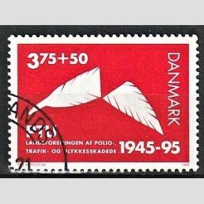 FRIMRKER DANMARK | 1995 - AFA 1096 - PTU Polio og trafikskadede 50 r. - 3,75 Kr. + 50 re rd - Pnt Stemplet