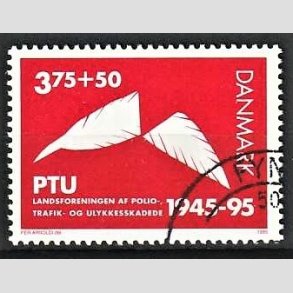 FRIMRKER DANMARK | 1995 - AFA 1096 - PTU Polio og trafikskadede 50 r. - 3,75 Kr. + 50 re rd - Pnt Stemplet