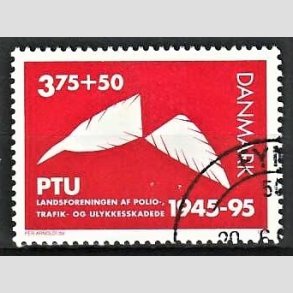 FRIMRKER DANMARK | 1995 - AFA 1096 - PTU Polio og trafikskadede 50 r. - 3,75 Kr. + 50 re rd - Pnt Stemplet