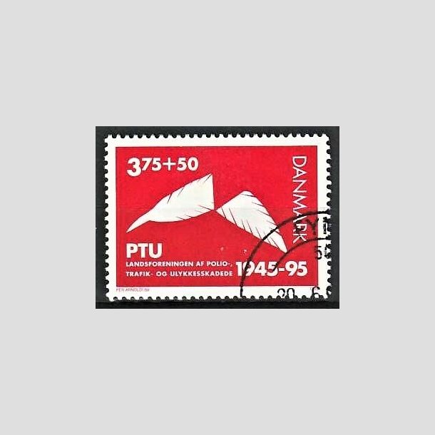 FRIMRKER DANMARK | 1995 - AFA 1096 - PTU Polio og trafikskadede 50 r. - 3,75 Kr. + 50 re rd - Pnt Stemplet