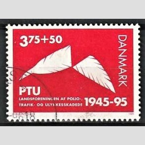 FRIMRKER DANMARK | 1995 - AFA 1096 - PTU Polio og trafikskadede 50 r. - 3,75 Kr. + 50 re rd - Pnt Stemplet