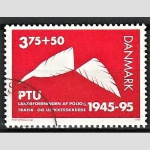 FRIMRKER DANMARK | 1995 - AFA 1096 - PTU Polio og trafikskadede 50 r. - 3,75 Kr. + 50 re rd - Pnt Stemplet