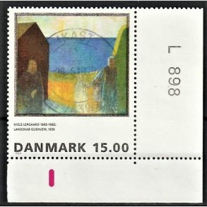 FRIMRKER DANMARK | 1995 - AFA 1100 - Maleriserie 8. - 15,00 Kr. Niels Lergaard - Pnt Stemplet