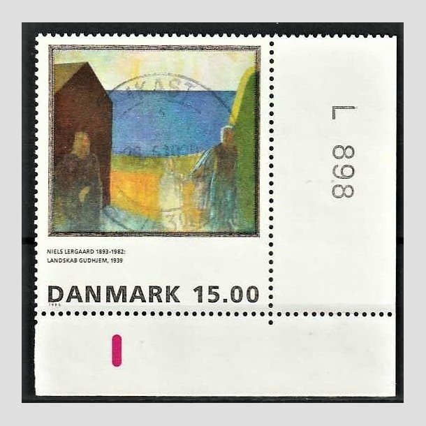 FRIMRKER DANMARK | 1995 - AFA 1100 - Maleriserie 8. - 15,00 Kr. Niels Lergaard - Pnt Stemplet