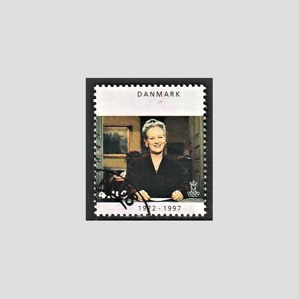 FRIMRKER DANMARK | 1997 - AFA 1136 - Margrethe 25 rs regeringsjubilun - 4,00 Kr. nytrstale - Pnt Stemplet