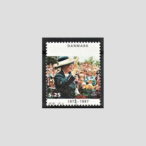 FRIMRKER DANMARK | 1997 - AFA 1137 - Margrethe 25 rs regeringsjubilun - 5,25 Kr. folkemngde - Pnt Stemplet