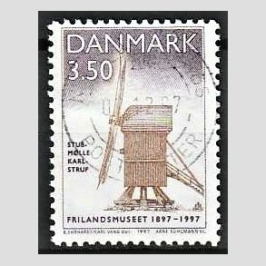 FRIMRKER DANMARK | 1997 - AFA 1139 - Frilandsmuseet 100 r. - 3,50 Kr. Stubmlle - Pnt Stemplet
