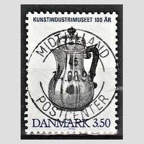 FRIMRKER DANMARK | 1990 - AFA 960 - Kunstindustrimuseet 100 r - 3,50 Kr. bl/sort - Pragt Stemplet