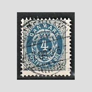 FRIM�RKER DANMARK | 1902 - AFA 23C - 4 �re gr�/bl� - Stemplet