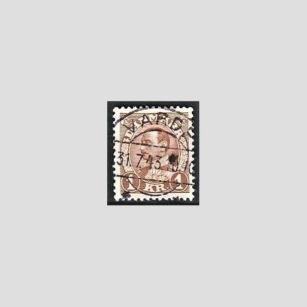 FRIMRKER DANMARK | 1934 - AFA 211 - Chr. X 1 Kr. brun - Pragt Stemplet Varde