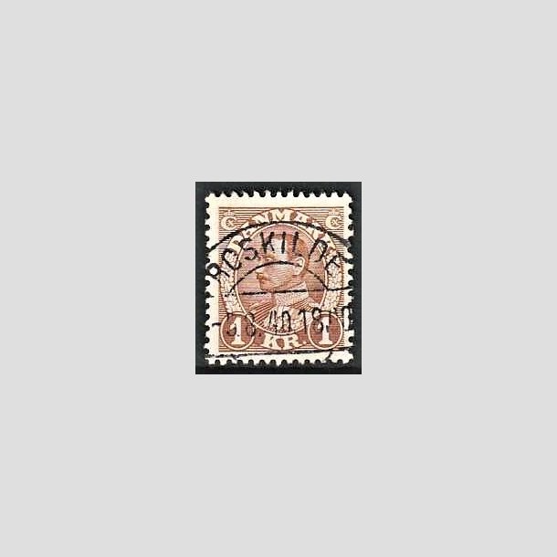 FRIMRKER DANMARK | 1934 - AFA 211 - Chr. X 1 Kr. brun - Pragt Stemplet Roskilde