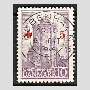 FRIM�RKER DANMARK | 1944 - AFA 283 - R�de Kors provisorium - + 5/ 10 �re violet - Pragt Stemplet K�benhavn