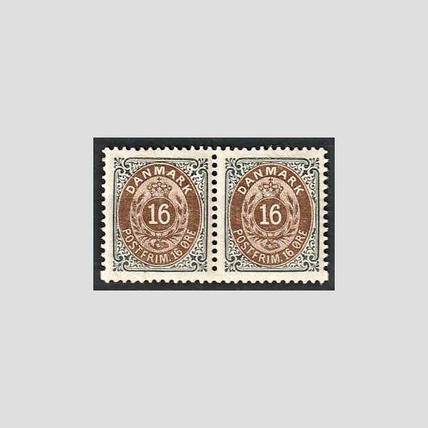 FRIMRKER DANMARK | 1895 - AFA 27B - 16 re gr/brun i velcentreret par - Postfrisk