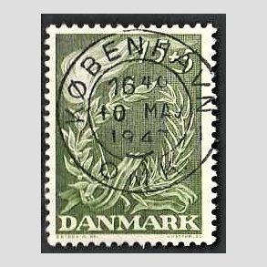 FRIM�RKER DANMARK | 1947 - AFA 299 - Modstandsbev�gelsen - 15 + 5 �re gr�n - Pragt Stemplet K�benhavn