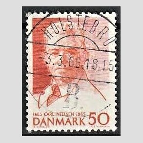 FRIM�RKER DANMARK | 1965 - AFA 435 - Komponist Carl Nielsen - 30 �re oranger�d - Pragt Stemplet Holstebro