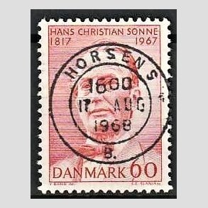 FRIM�RKER DANMARK | 1967 - AFA 466 - Chr. Sonne - 60 �re r�d - Pragt Stemplet Horsens