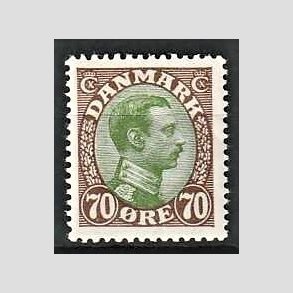 FRIMRKER DANMARK | 1918-20 - AFA 108 - Chr. X 70 re brun/grn - Ubrugt
