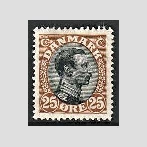 FRIMRKER DANMARK | 1918-20 - AFA 101 - Chr. X 25 re brun/sort - Ubrugt