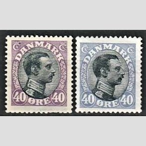 FRIMRKER DANMARK | 1918-20 - AFA 105,105a - Chr. X 40 re i begge udgaver - Ubrugt