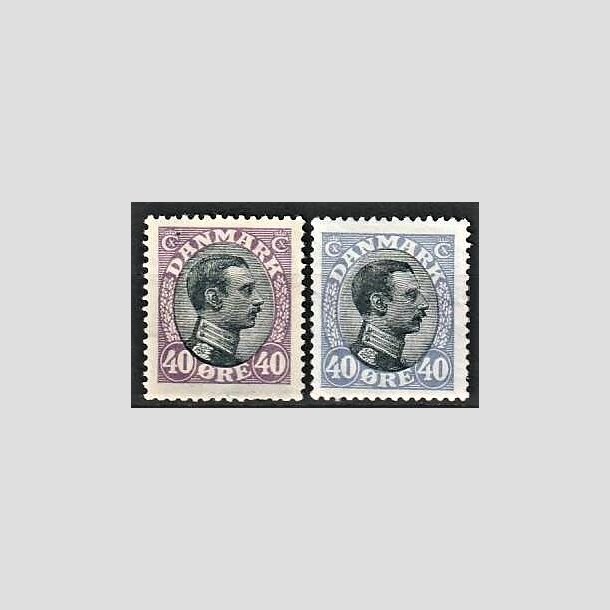 FRIMRKER DANMARK | 1918-20 - AFA 105,105a - Chr. X 40 re i begge udgaver - Ubrugt