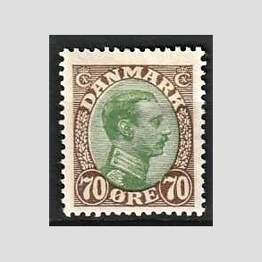 FRIMRKER DANMARK | 1918-20 - AFA 108 - Chr. X 70 re brun/grn - Ubrugt