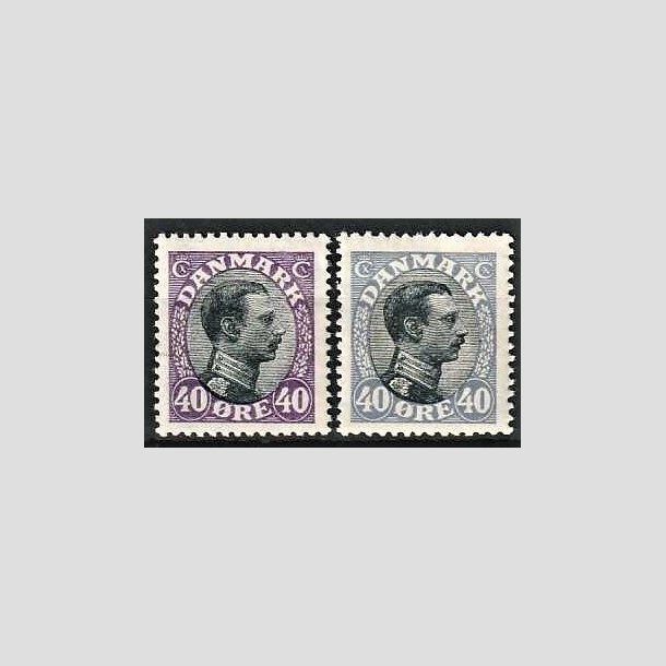 FRIMRKER DANMARK | 1918-20 - AFA 105,105a - Chr. X 40 re i begge udgaver - Ubrugt