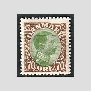 FRIMRKER DANMARK | 1918-20 - AFA 108 - Chr. X 70 re brun/grn - Ubrugt