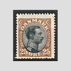 FRIMRKER DANMARK | 1918-20 - AFA 101 - Chr. X 25 re brun/sort - Ubrugt