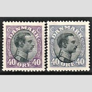 FRIMRKER DANMARK | 1918-20 - AFA 105,105a - Chr. X 40 re i begge udgaver - Ubrugt