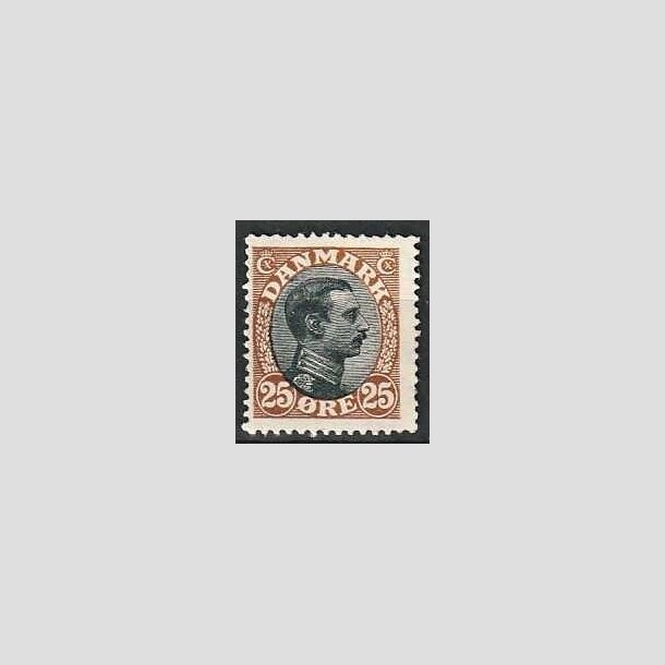 FRIMRKER DANMARK | 1918-20 - AFA 101 - Chr. X 25 re brun/sort - Ubrugt