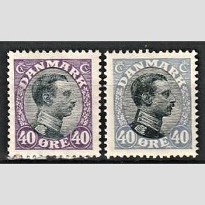 FRIMRKER DANMARK | 1918-20 - AFA 105,105a - Chr. X 40 re i begge udgaver - Ubrugt