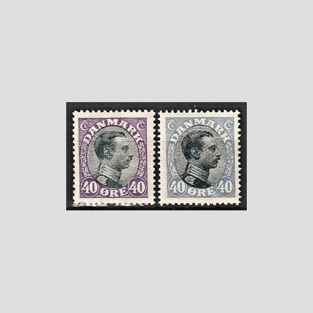 FRIMRKER DANMARK | 1918-20 - AFA 105,105a - Chr. X 40 re i begge udgaver - Ubrugt