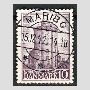 FRIM�RKER DANMARK | 1942 - AFA 273 - Rundet�rn 10 �re violet - Lux Stemplet Maribo