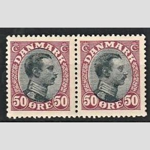 FRIMRKER DANMARK | 1918-20 - AFA 106 - Chr. X 50 re vinrd/sort i par - Ubrugt