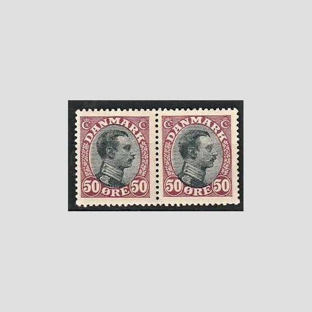 FRIMRKER DANMARK | 1918-20 - AFA 106 - Chr. X 50 re vinrd/sort i par - Ubrugt