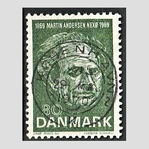 FRIM�RKER DANMARK | 1969 - AFA 485 - Martin Andersen Nex� - 80 �re gr�n - Pragt Stemplet K�benhavn