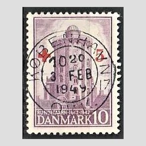 FRIM�RKER DANMARK | 1944 - AFA 283 - R�de Kors provisorium - + 5/ 10 �re violet - Pragt Stemplet K�benhavn