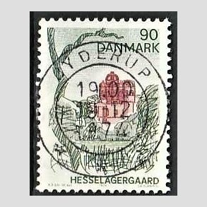 FRIM�RKER DANMARK | 1974 - AFA 569 - Landsdelsserie Fyn - 90 �re flerfarvet - Pragt Stemplet Jyderup