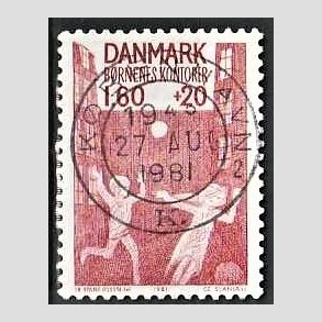 FRIMRKER DANMARK | 1981 - AFA 718 - Brnenes Kontor - 1,60 Kr. + 20 re rd - Pragt Stemplet Kbenhavn