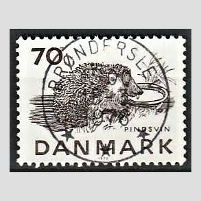 FRIM�RKER DANMARK | 1975 - AFA 602 - Truede dyr - 70 �re brun - Pragt Stemplet Br�nderslev