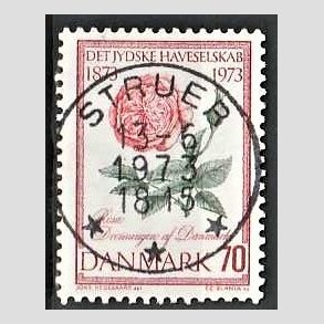 FRIM�RKER DANMARK | 1973 - AFA 546 - Jydske Haveselskab 100 �r - 70 �re rosa/gr�n/r�d - Pragt Stemplet Struer
