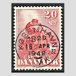 FRIM�RKER DANMARK | 1947 - AFA 303 - Danske jernbane 100 �r - 20 �re r�d - Pragt Stemplet K�benhavn 32
