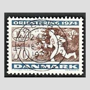 FRIM�RKER DANMARK | 1974 - AFA 575 - Orienteringsl�b WM - 70 �re flerfarvet - Pragt Stemplet K�benhavn