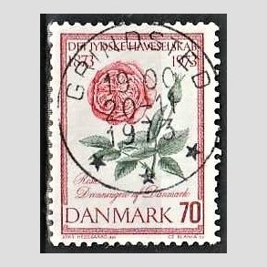 FRIM�RKER DANMARK | 1973 - AFA 546 - Jydske Haveselskab 100 �r - 70 �re rosa/gr�n/r�d - Pragt Stemplet Grindsted