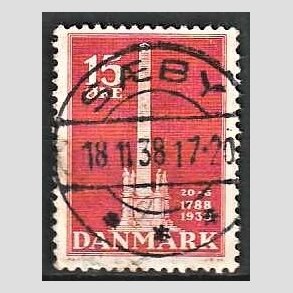 FRIM�RKER DANMARK | 1938 - AFA 244 - Stavnsb�ndet 15 �re r�d - Lux Stemplet S�by