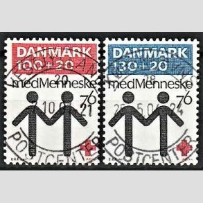 FRIMRKER DANMARK | 1976 - AFA 611,612 - Dansk Rde Kors 100 r. - 100 + 130 re + 20 re i st - Lux Stemplet