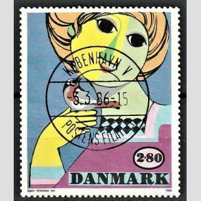 FRIMRKER DANMARK | 1986 - AFA 849 - Bjrn Wiinblad - 2,80 Kr. flerfarvet - Pragt Stemplet Kbenhavn V